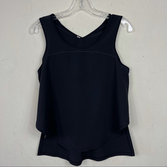 Lululemon Run: Split Singlet High Low Yoga Active Tank Top in Black 6 Yoga Gym - Picture 6 of 9